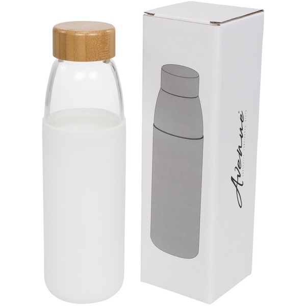 Bouteille sport verre 540 ml avec couvercle bois -