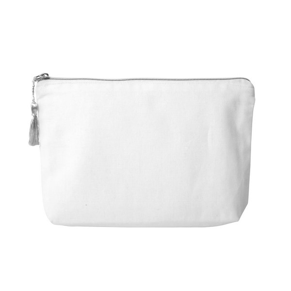 Trousse de voyage/cosmétique avec pompon en coton bio -