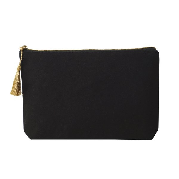 Trousse de voyage/cosmétique avec pompon en coton bio -