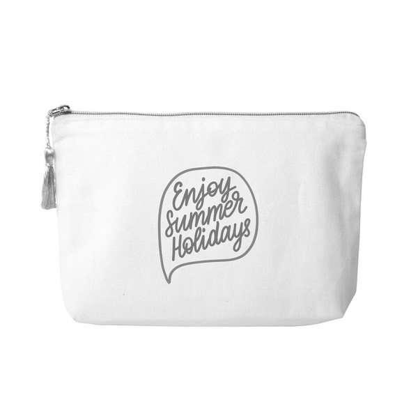 Trousse de voyage/cosmétique avec pompon en coton bio -