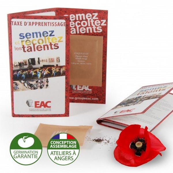 Carte en papier recyclé et  graines bio 15x24cm - 1