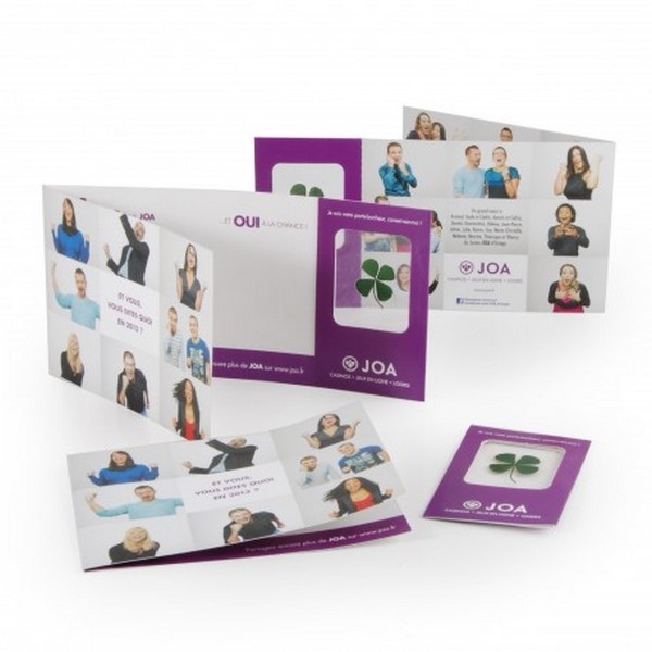 Carte avec trèfle à 4 feuilles - Made in France