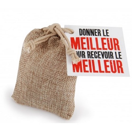 Graines bio et terre, sachet en toile de jute