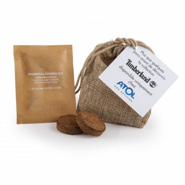 Graines bio et terre, sachet en toile de jute -