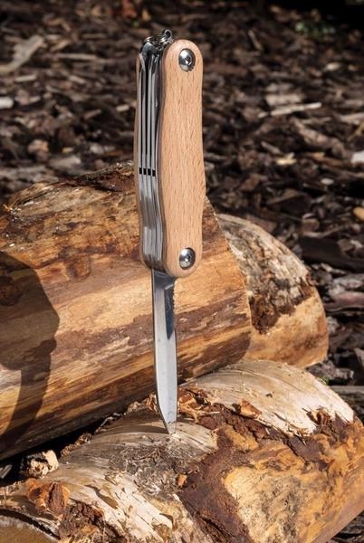 Couteau de poche multifonctions en bois - 1