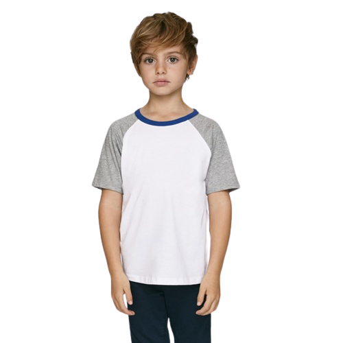 T-shirt enfant  coton bio à manches courtes contrastées -