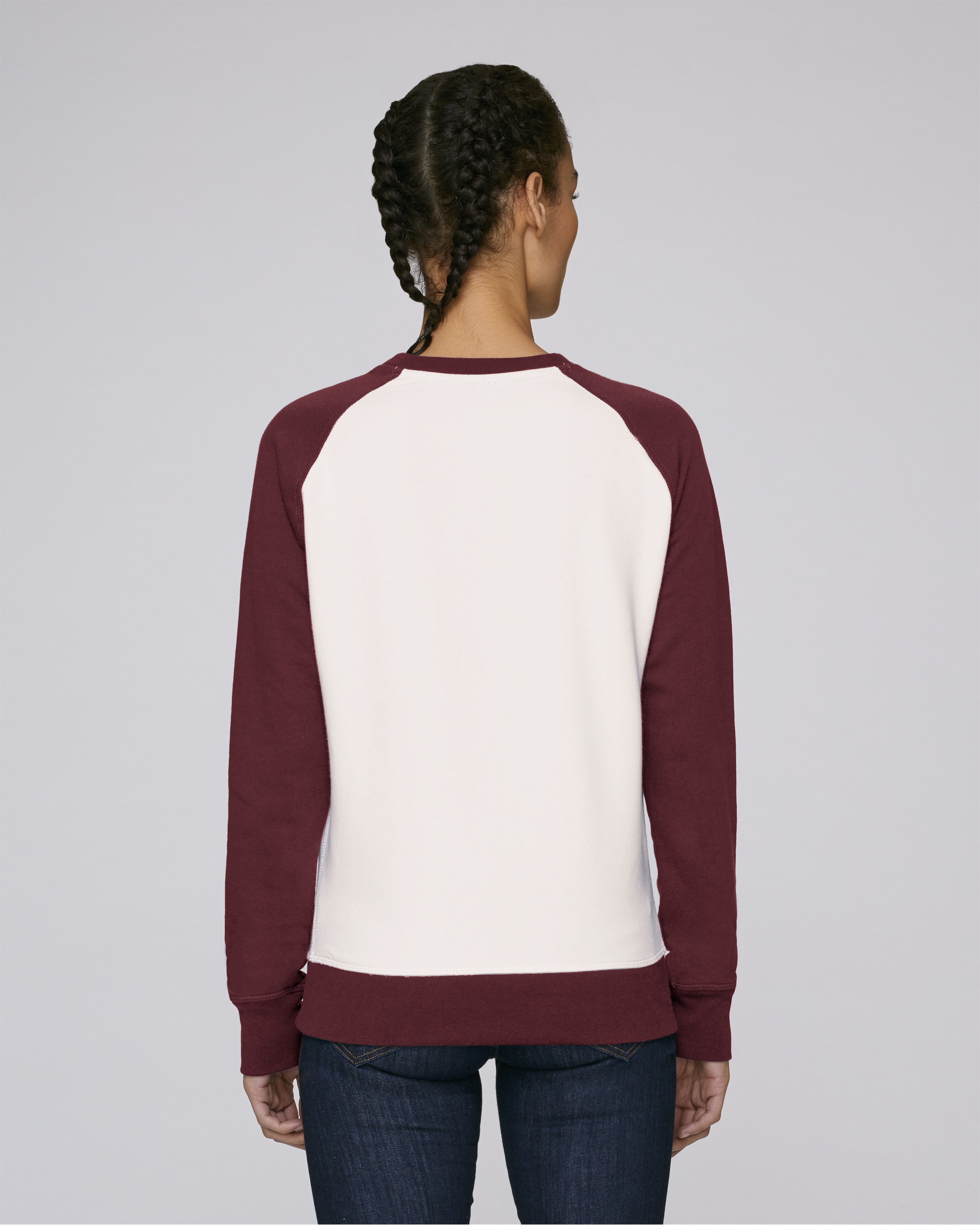 Sweat-shirt col rond manches contrastées coton bio -