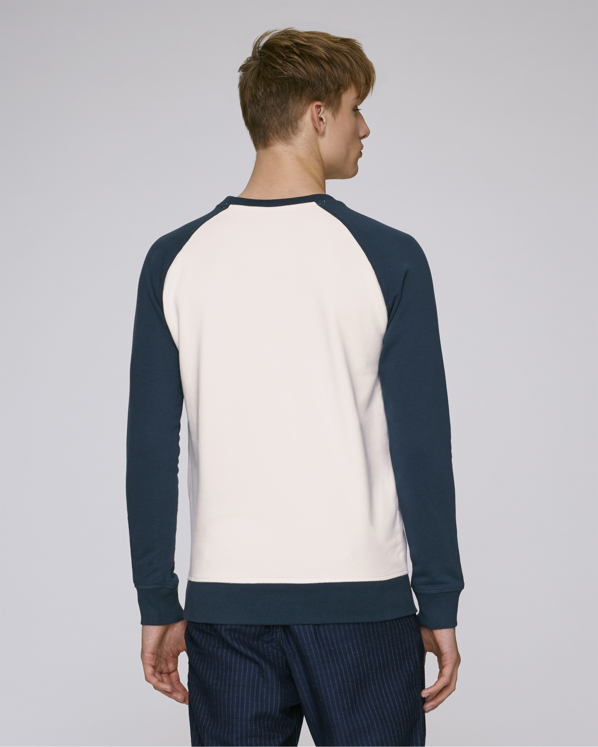 Sweat-shirt col rond manches contrastées coton bio -