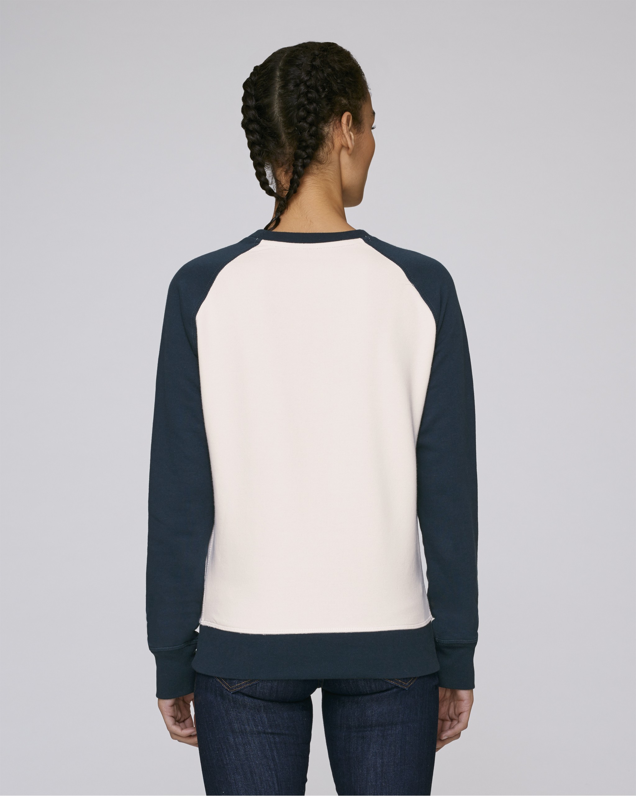 Sweat-shirt col rond manches contrastées coton bio -