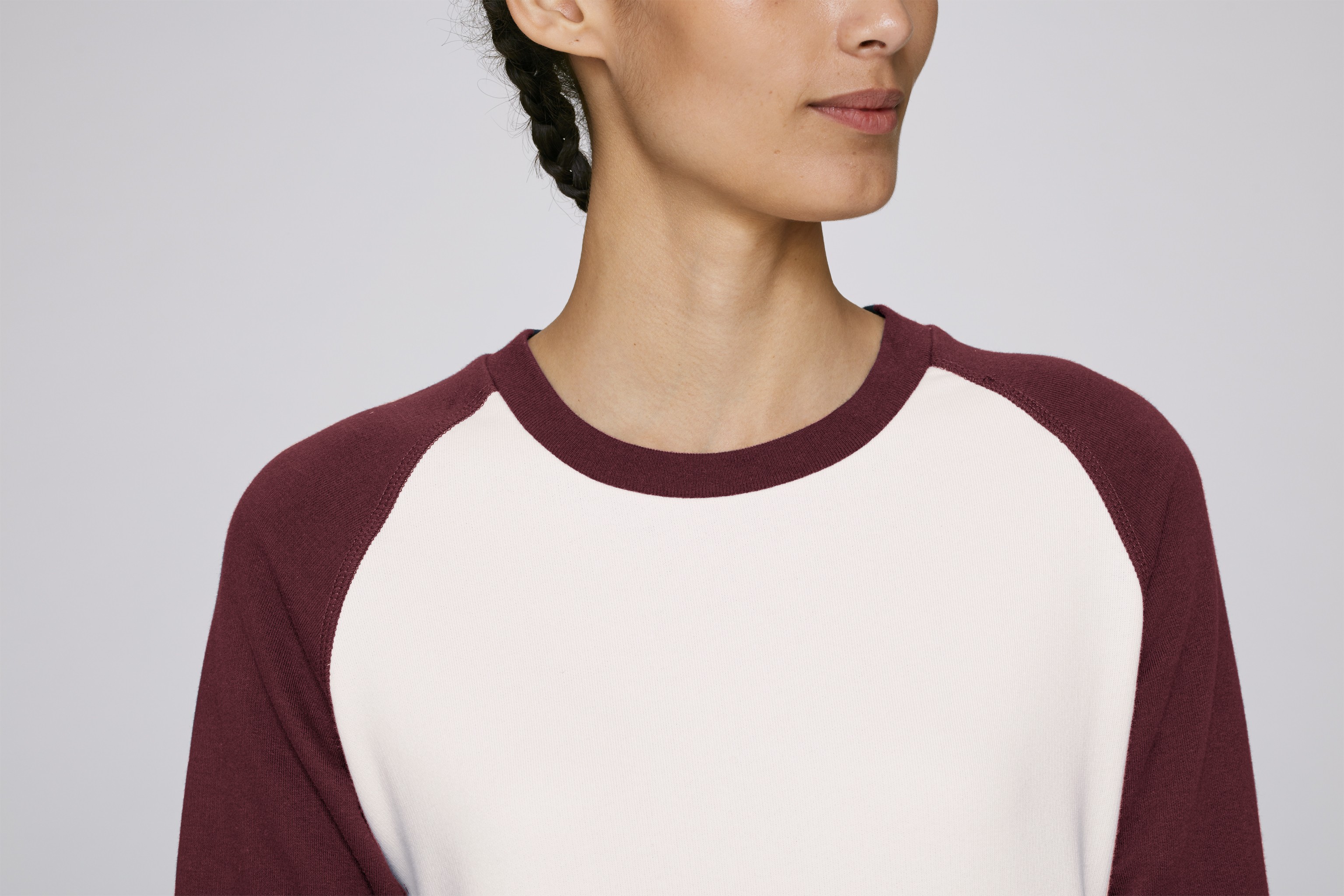 Sweat-shirt col rond manches contrastées coton bio -