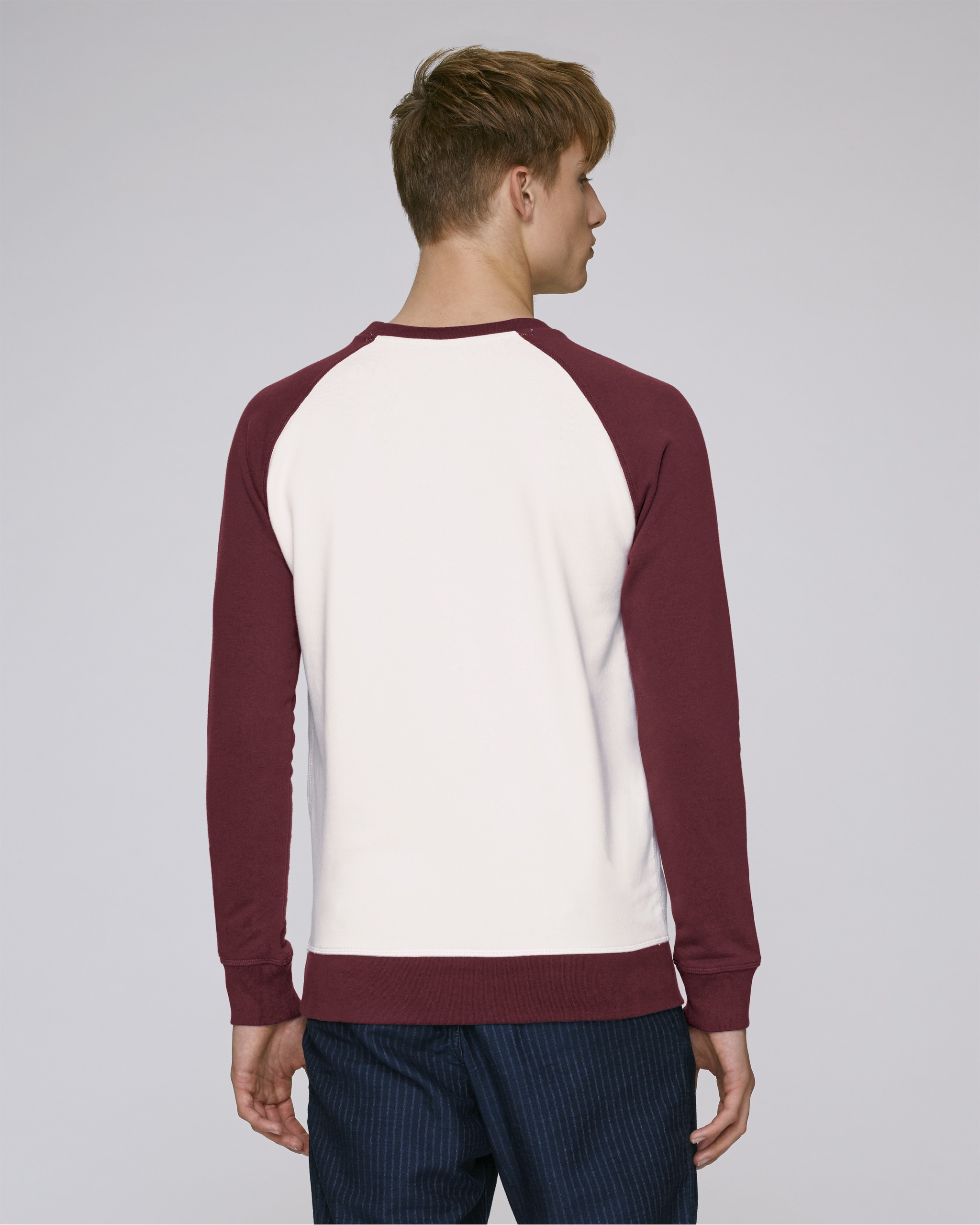 Sweat-shirt col rond manches contrastées coton bio -