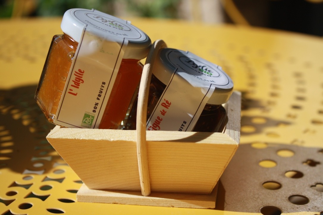 Confitures bio Dans Panier Bois - 2 Pots De 60 gr