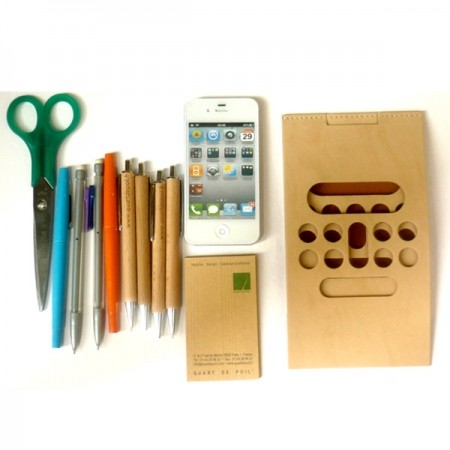 Organiseur pliable, cuir recyclé - Made In France -