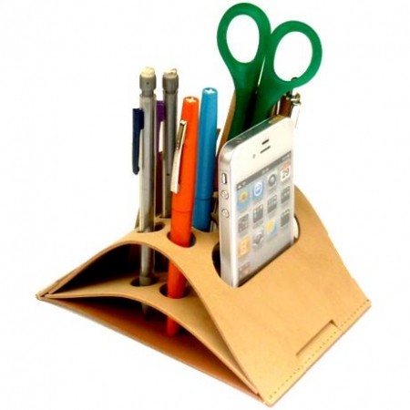 Organiseur pliable, cuir recyclé - Made In France -