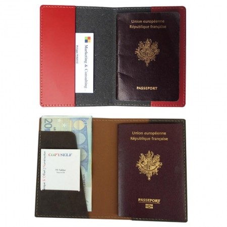 Etui passeport en cuir recyclé - Made In France