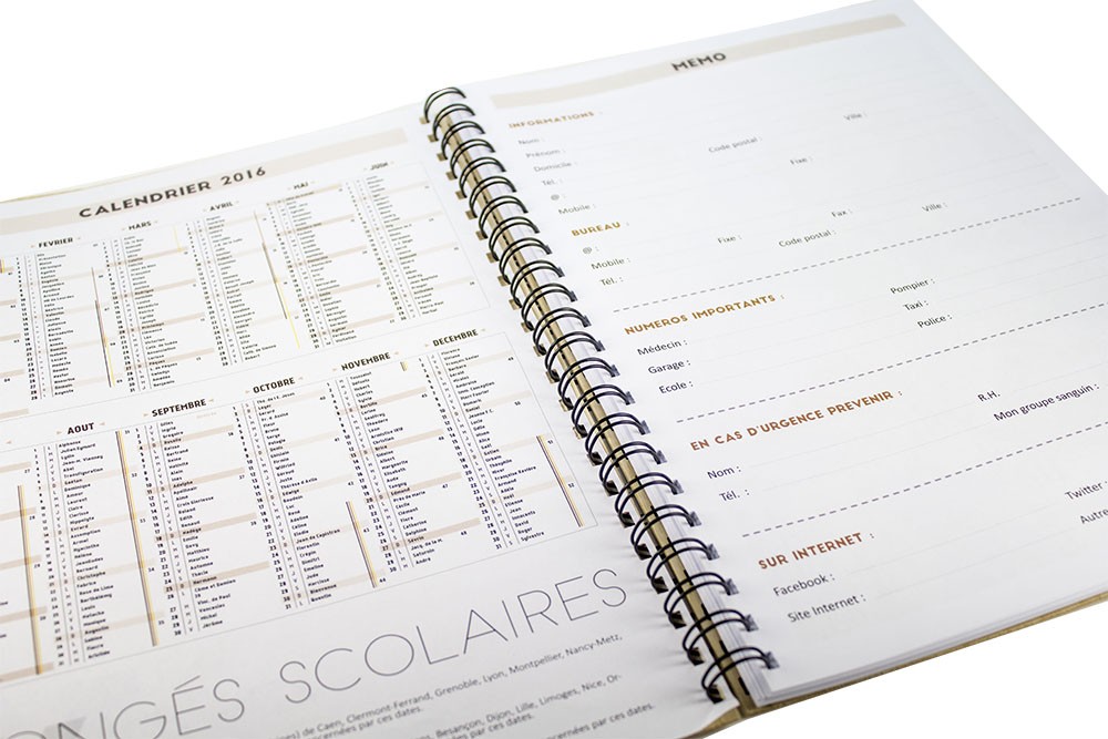 Agenda  en bois de cerisier - Made in France - 6