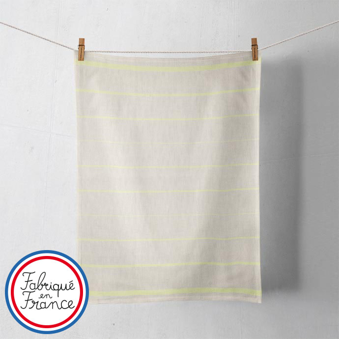 Torchon rayé coton et lin - Made in France