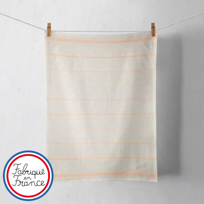 Torchon rayé coton et lin - Made in France - 2