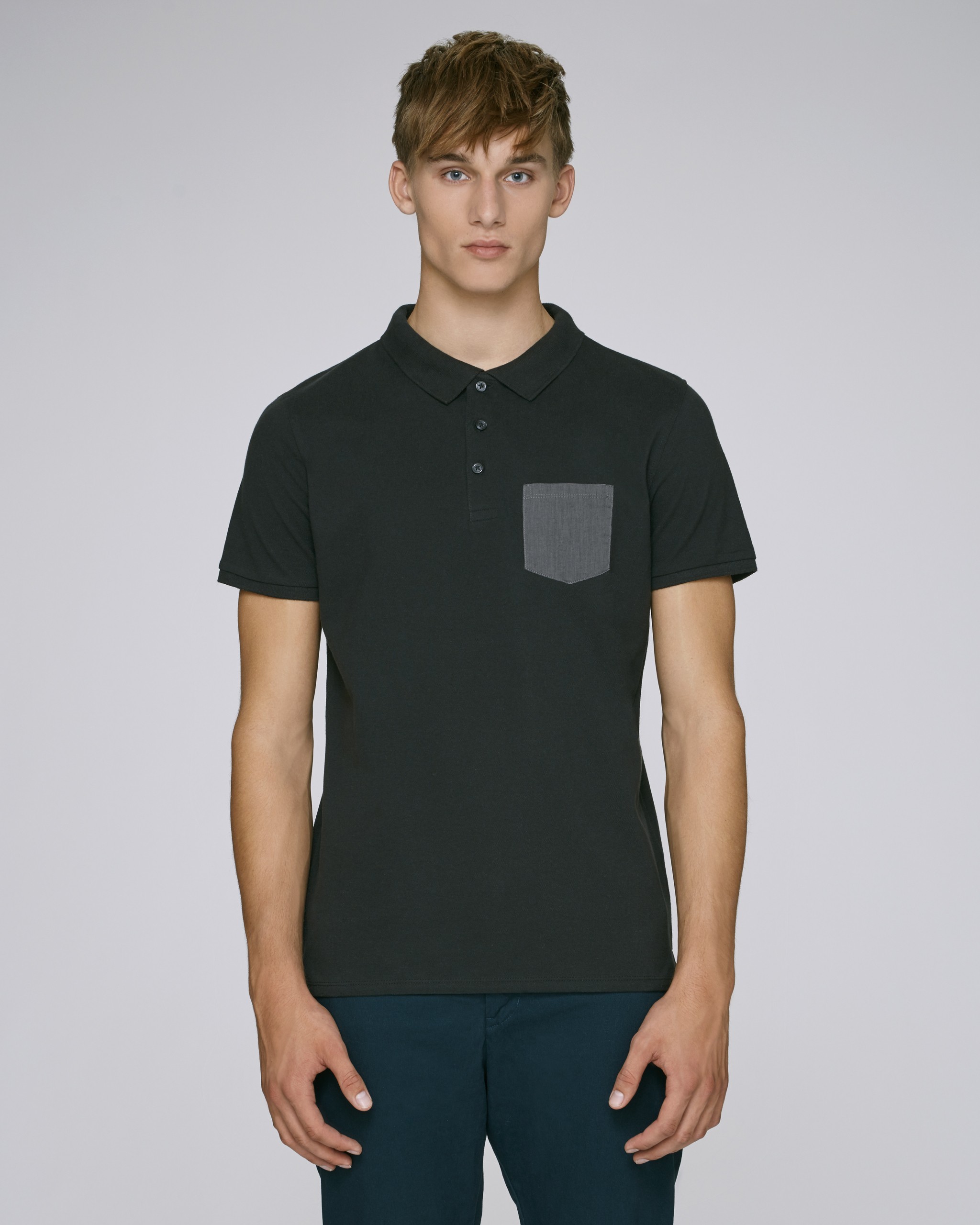 Polo homme 100% coton bio, coupe décontractée avec poche -