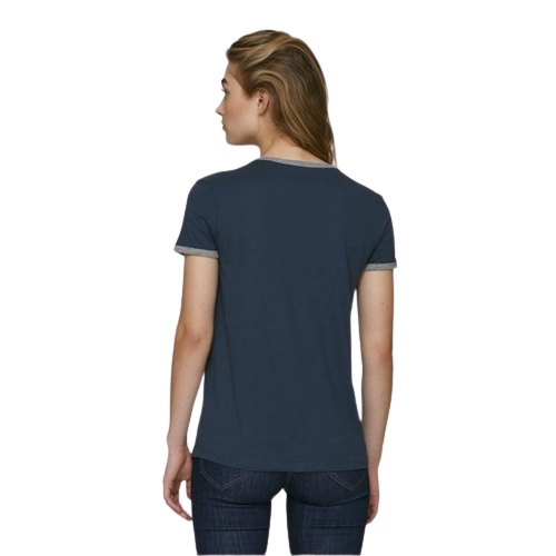 T-shirt coton bio biais de couleur contrastée -