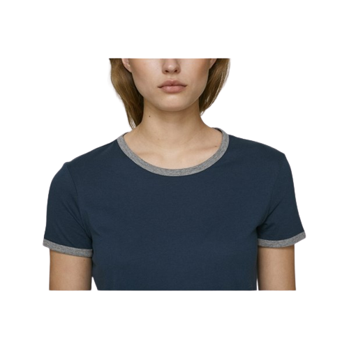 T-shirt coton bio biais de couleur contrastée -