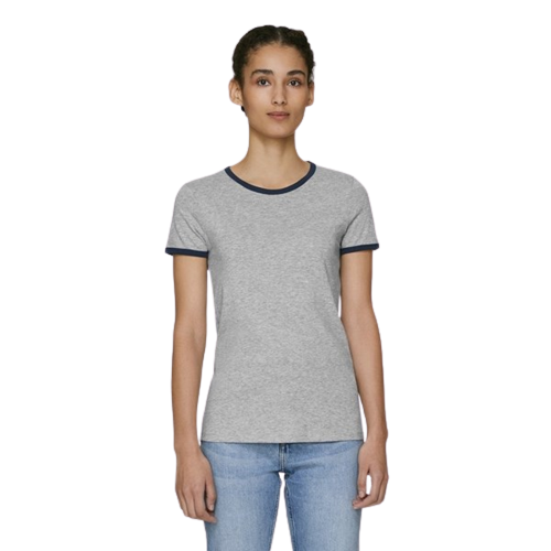 T-shirt coton bio biais de couleur contrastée -