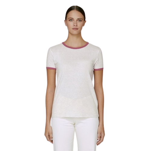 T-shirt coton bio biais de couleur contrastée -