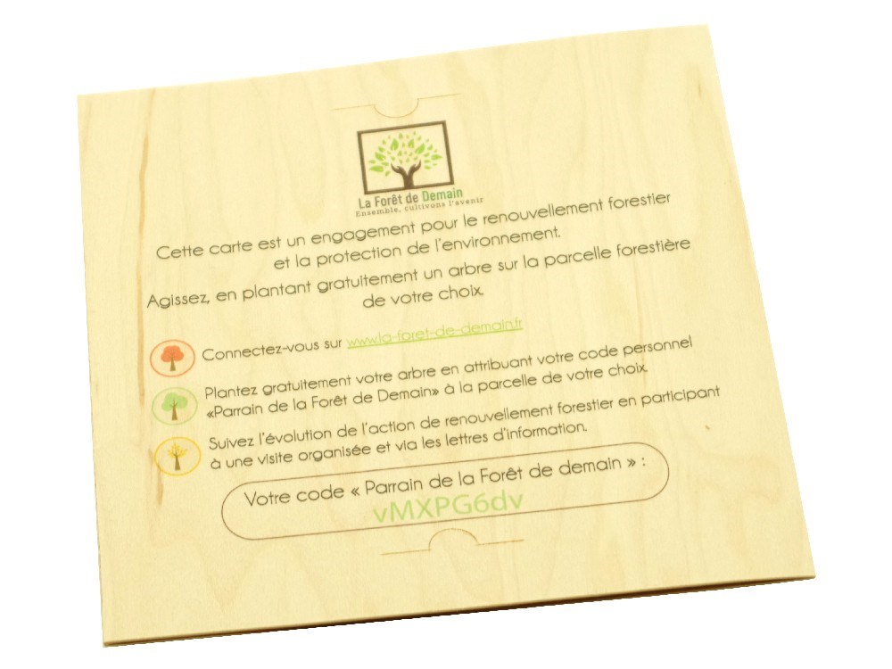 Carte De Voeux Bois Certifié - Made in France -