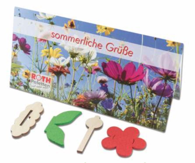 Carte de Voeux Fleur En Bois - Made In Europe -