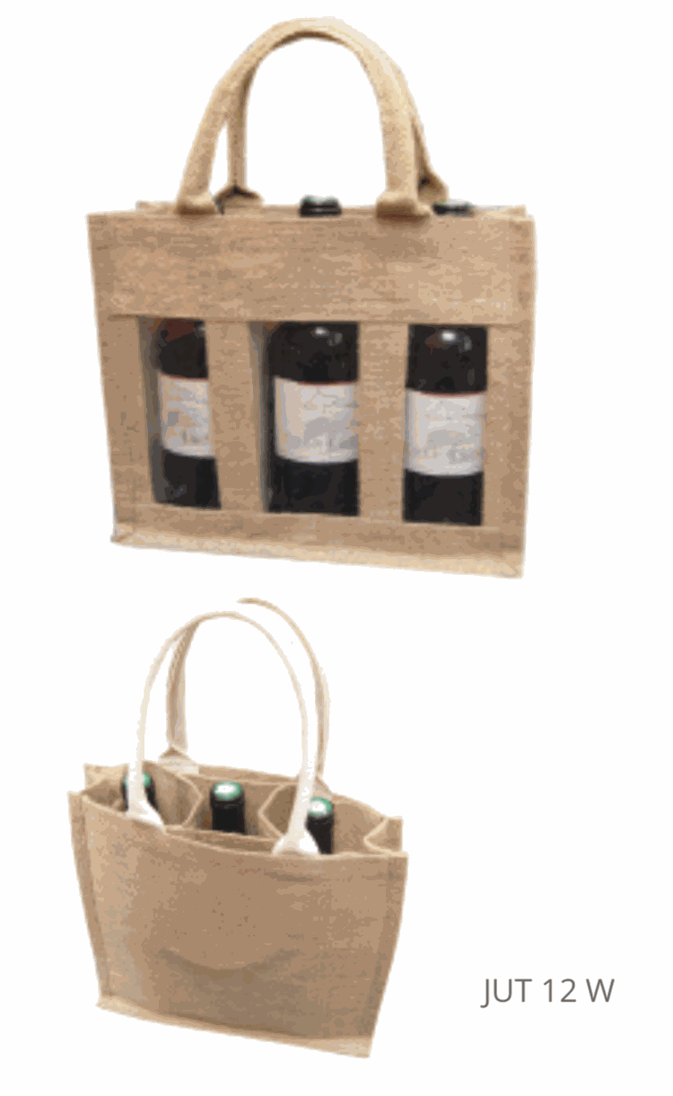Porte-bouteille en toile de jute écologique - 1