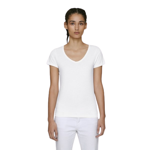 T-shirt coton bio elegant pour femme à col V