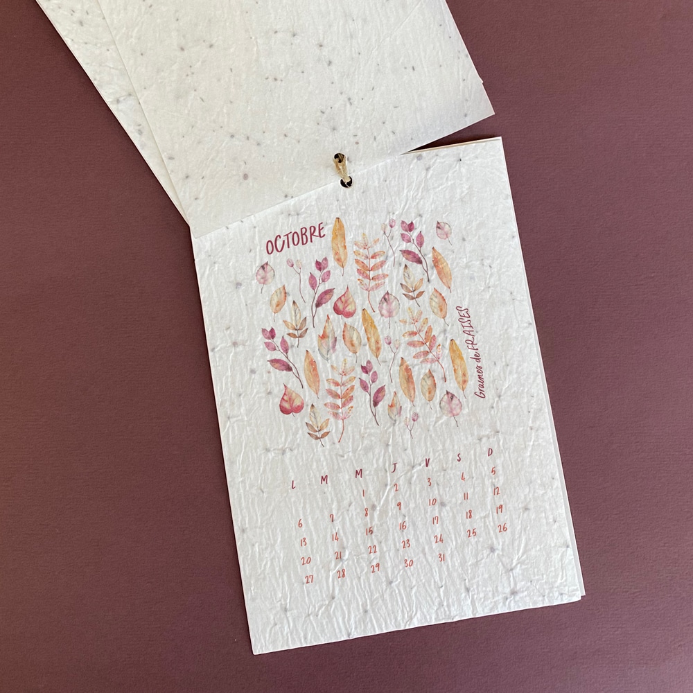 Calendrier papier ensemencé à planter - format A5 - 6