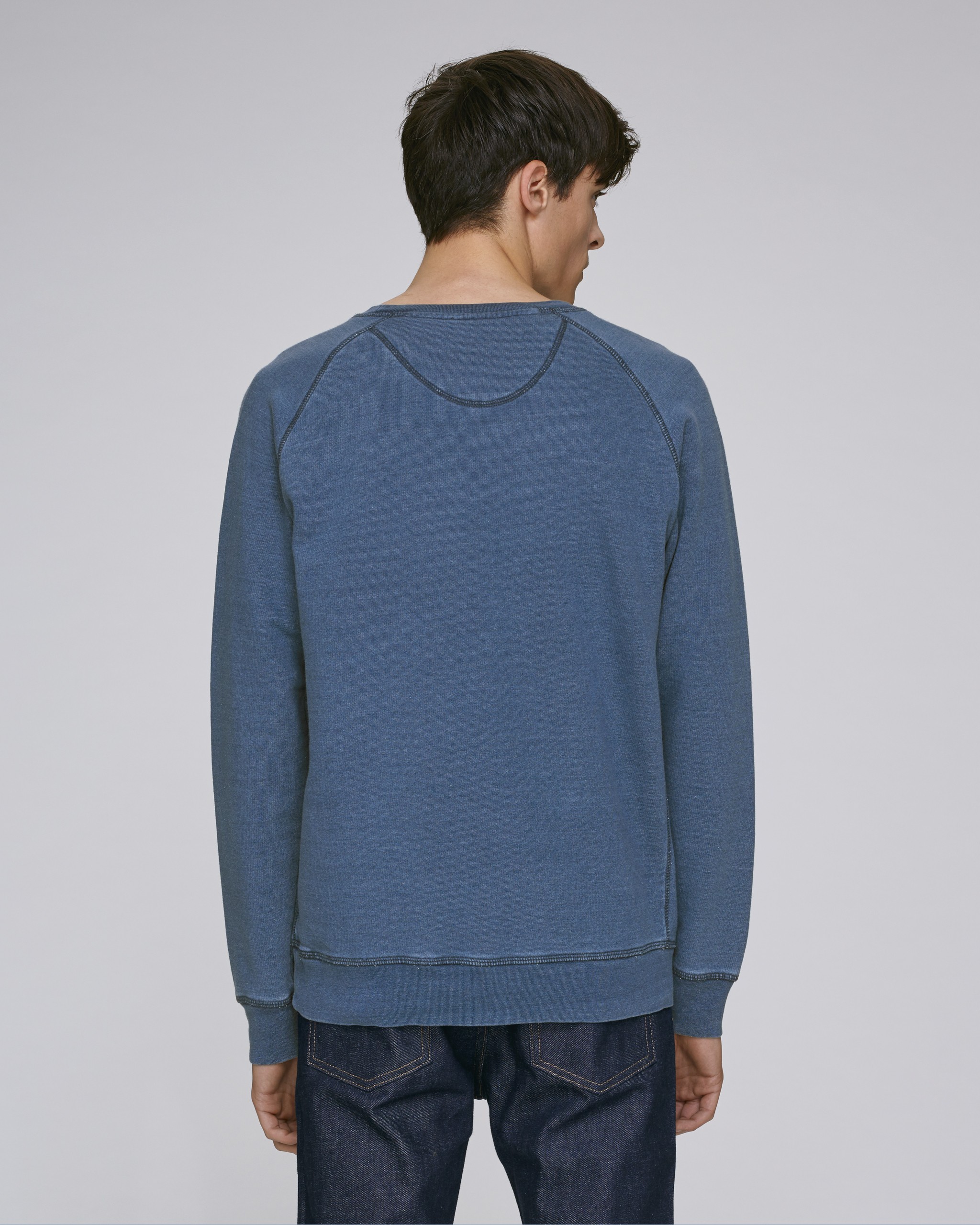 Sweat-shirt denim en coton bio à col rond -