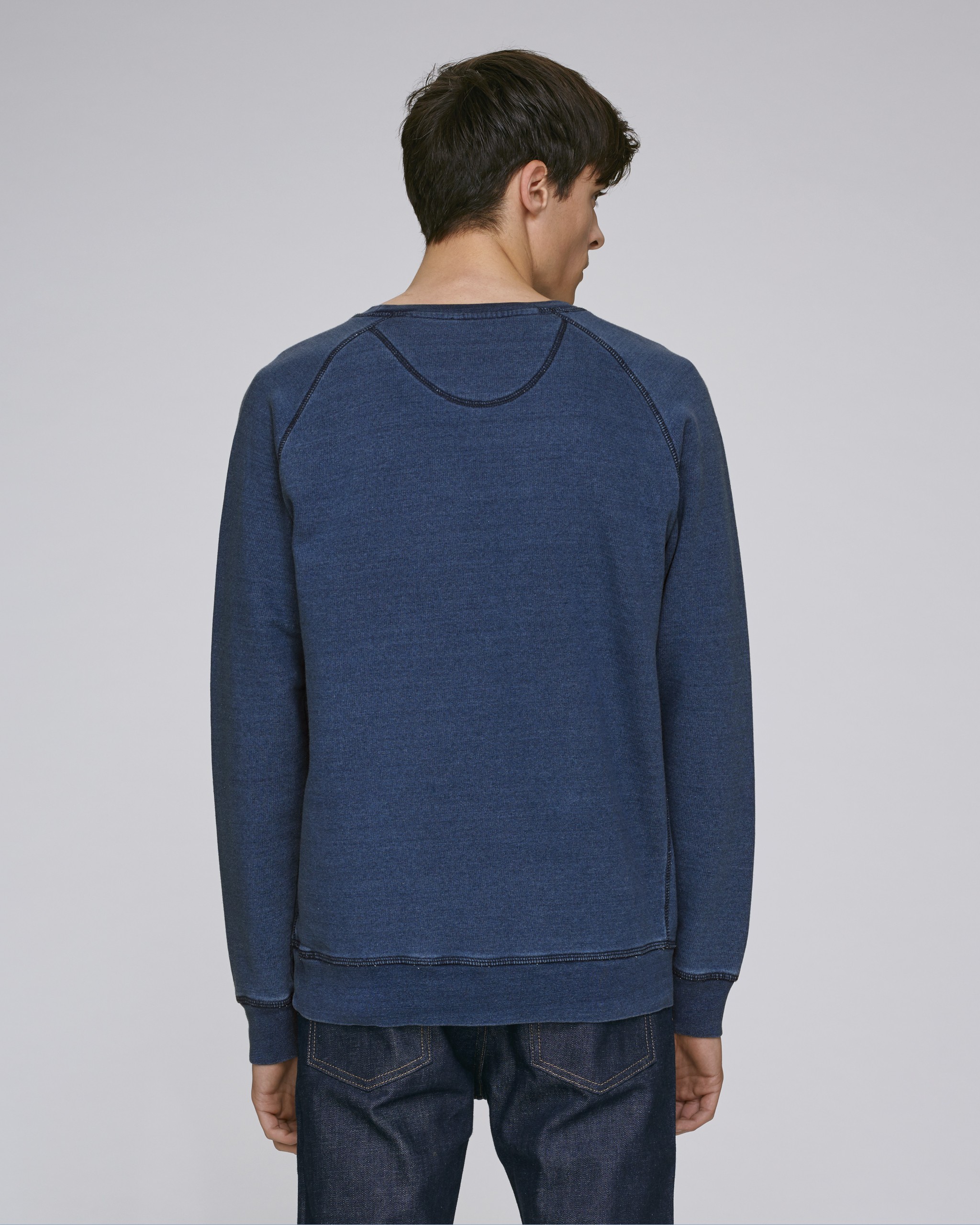 Sweat-shirt denim en coton bio à col rond -