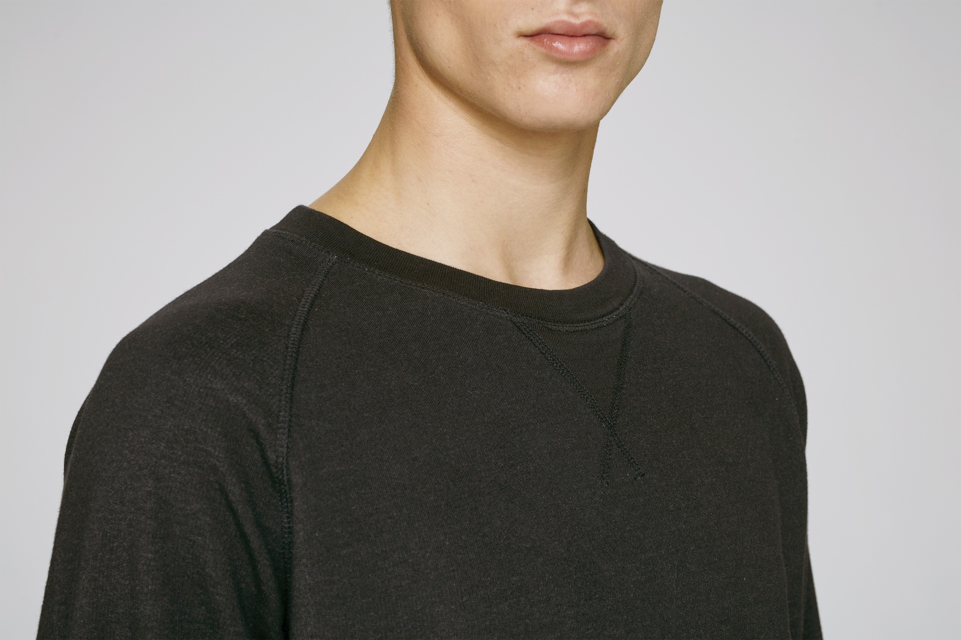 Sweat-shirt denim en coton bio à col rond -