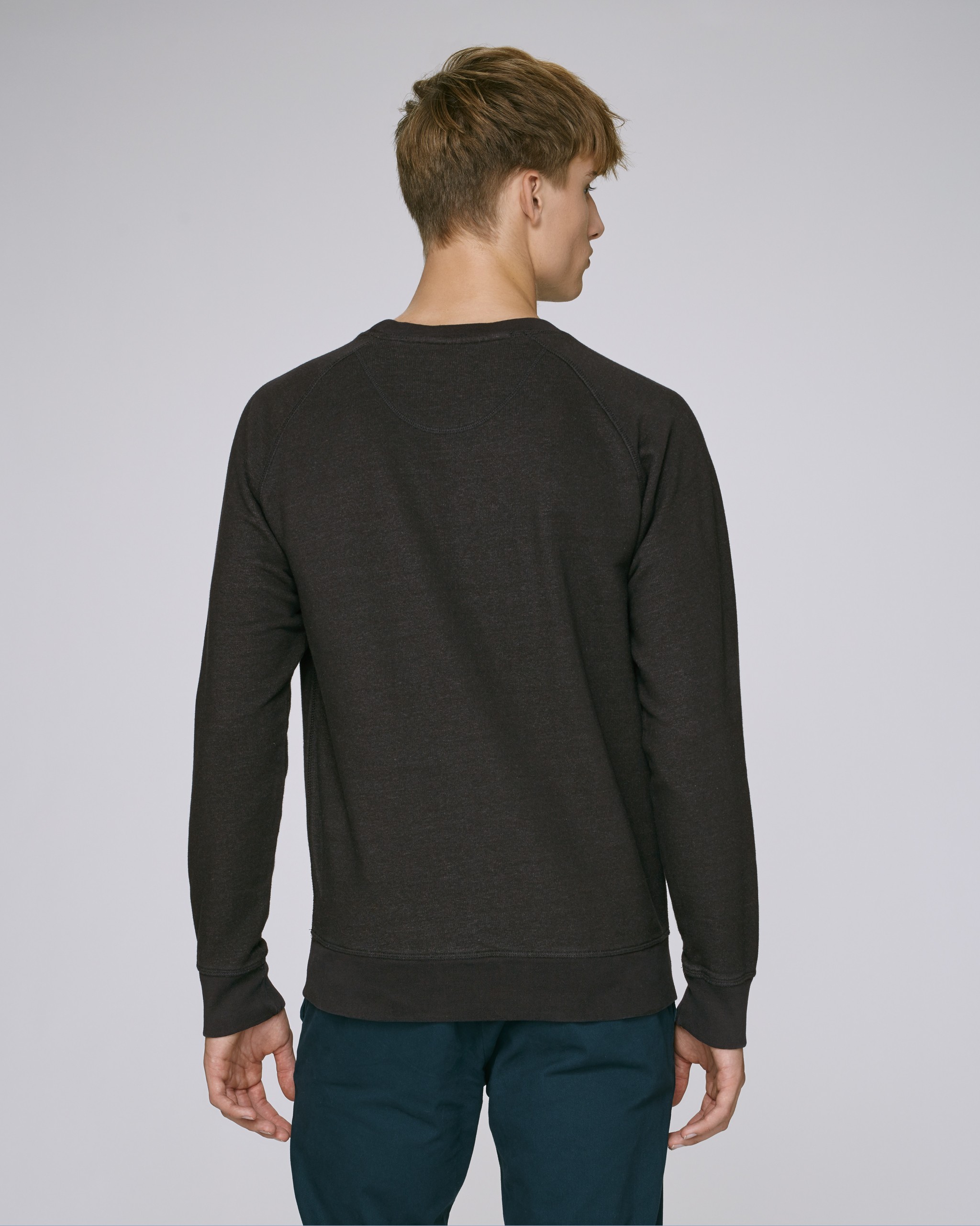 Sweat-shirt denim en coton bio à col rond -