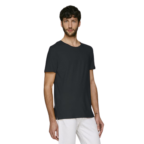 T-shirt coton bio à col rond avec fente -