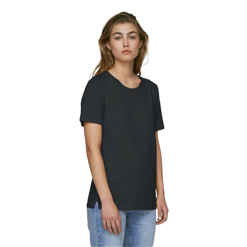 T-shirt coton bio à col rond avec fente -