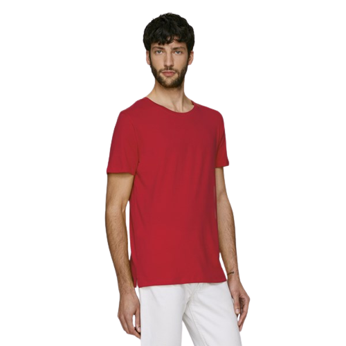 T-shirt coton bio à col rond avec fente -