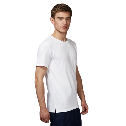 T-shirt coton bio à col rond avec fente