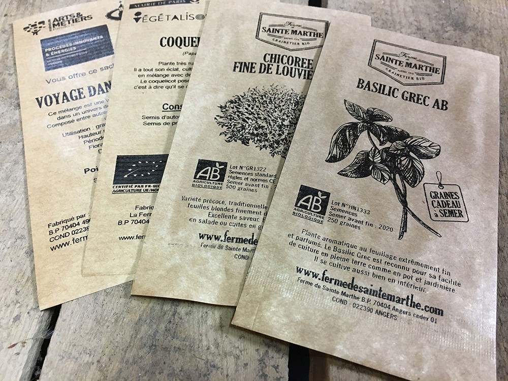Sachets de graines bio personnalisables