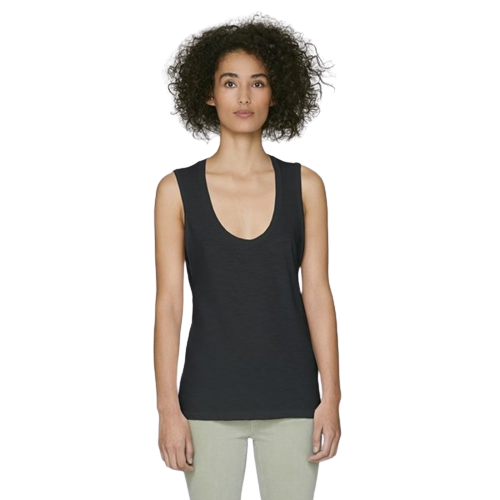 Débardeur coton bio manches roulottées -