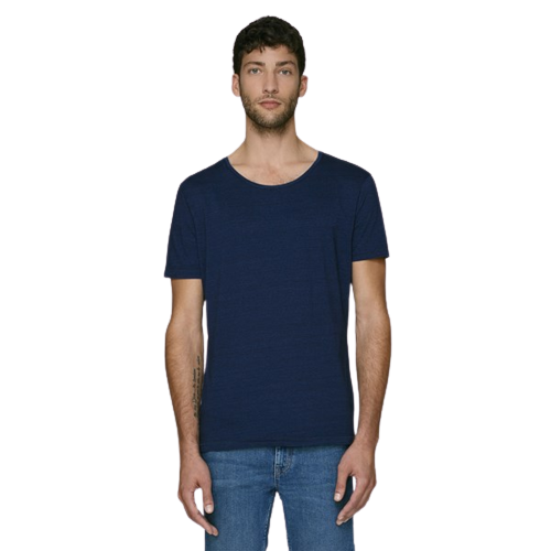 T-shirt coton bio à col rond denim -