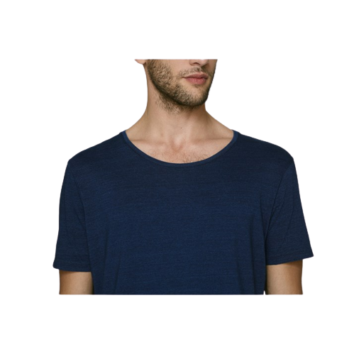 T-shirt coton bio à col rond denim -