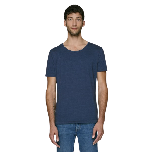 T-shirt coton bio à col rond denim