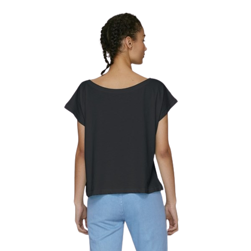T-shirt coton bio col large femme -