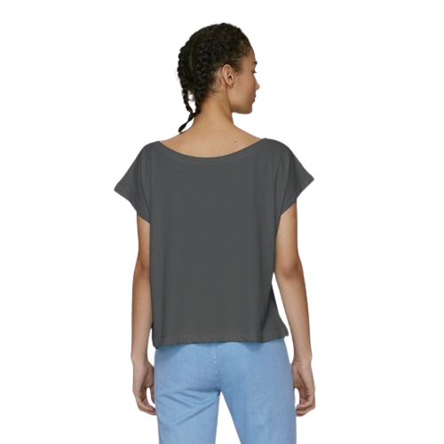 T-shirt coton bio col large femme -