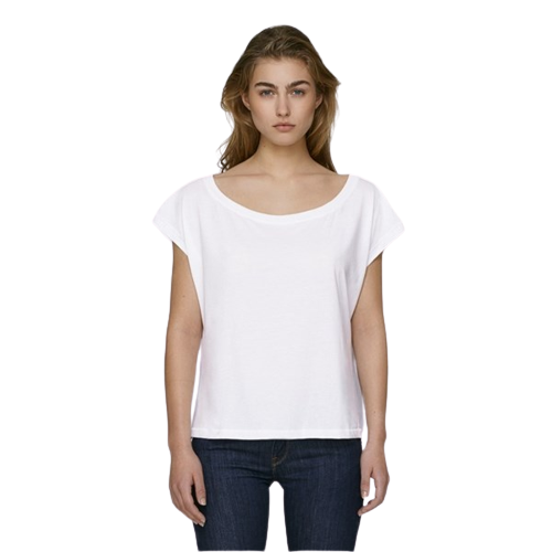 T-shirt coton bio col large femme