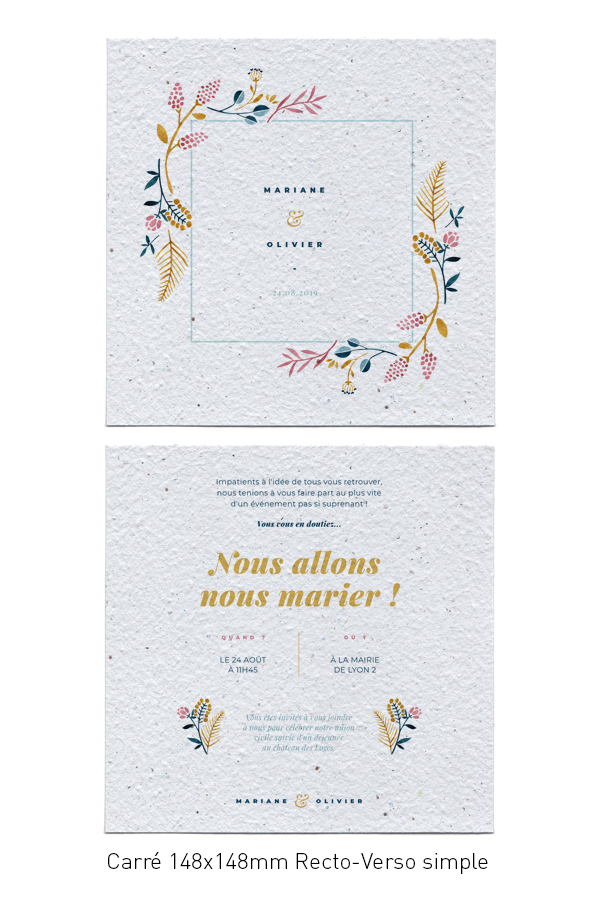 Carte en papier ensemencé à planter - format carré - 2