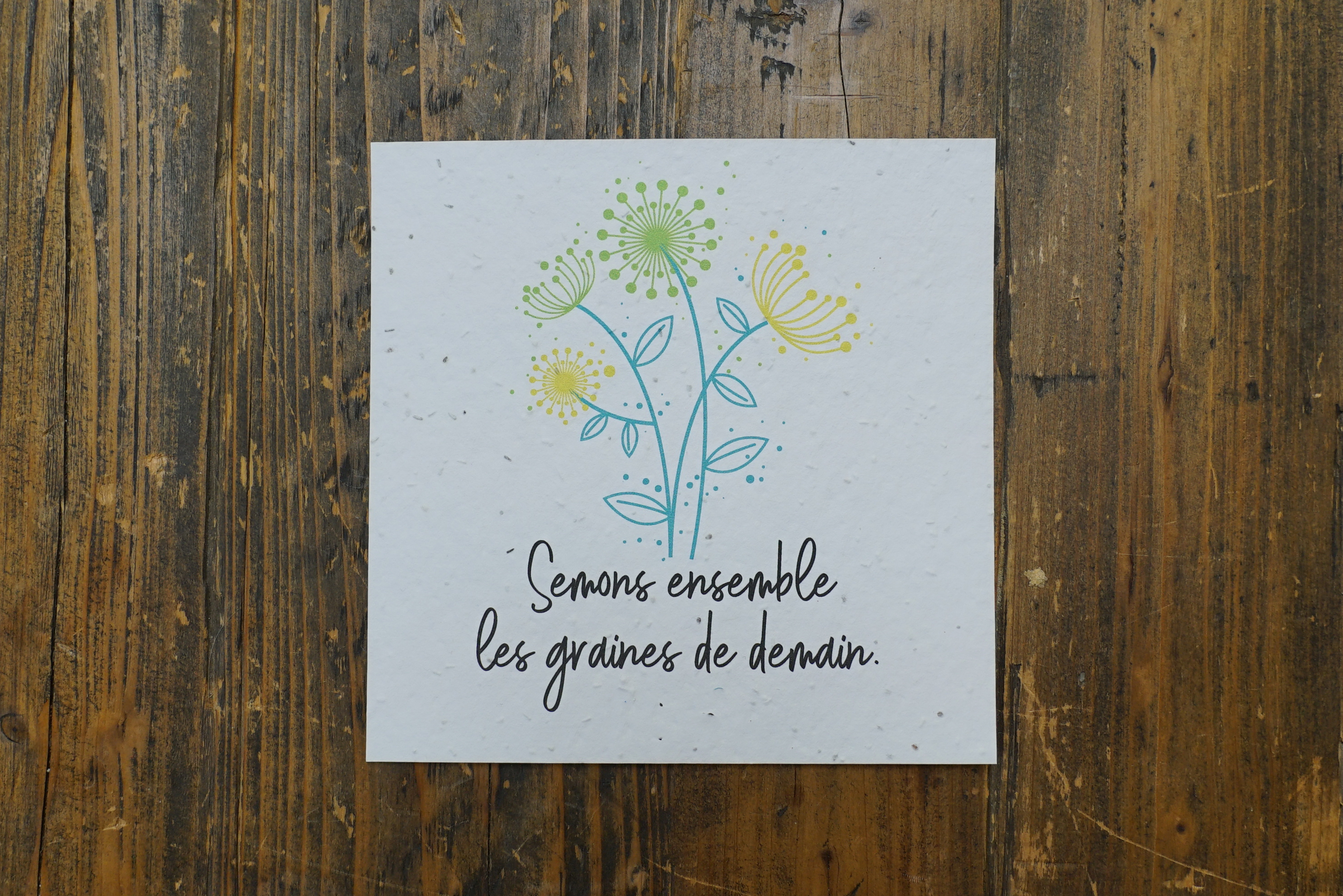 Carte carrée pliée en papier ensemencé à planter - 1